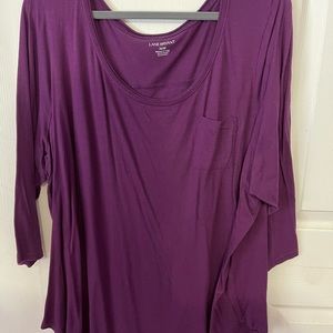 Lane Bryant 26/28 purple scoop neck 3/4 sleeve tee